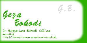 geza bokodi business card